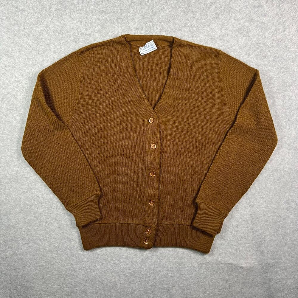 Vintage Sears Acrylic Cardigan Sweater Women's Size Small Brown Knitted